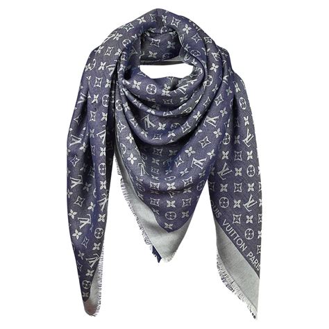 lv blue scarf|louis vuitton scarf women's black.